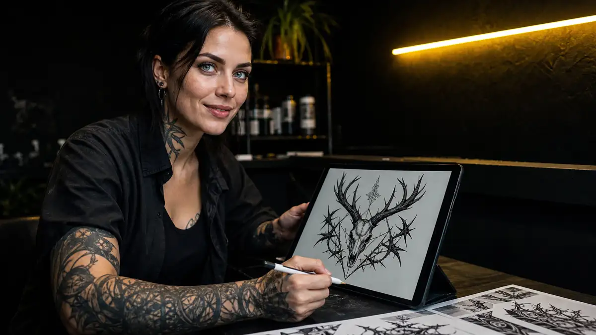 Elnio tatuiruotė ir ragų simbolika