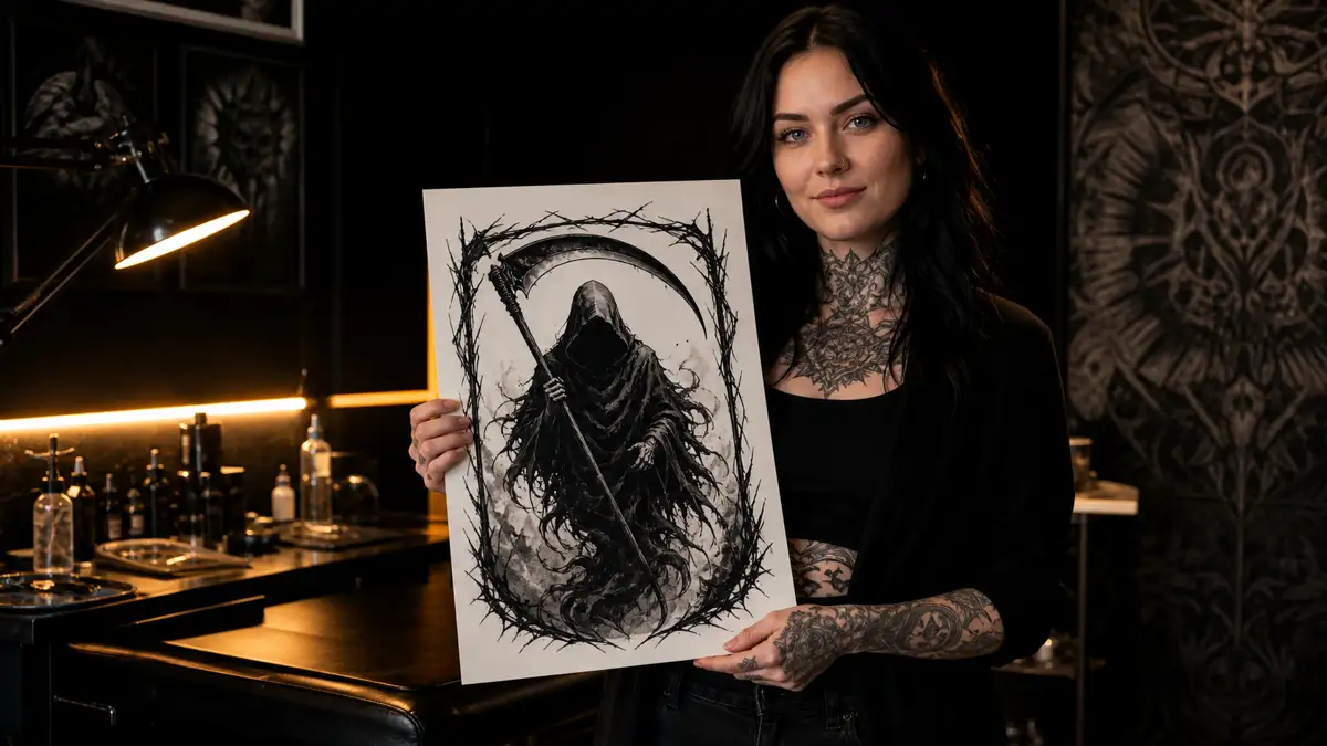 Giltinės tatuiruotė: grim reaper