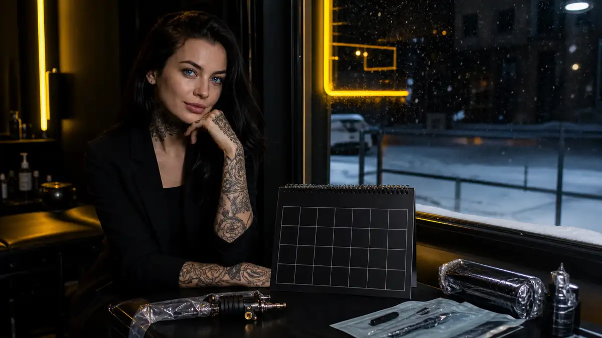 Kalėdinė tatuiruotė ir dovanos po eglute