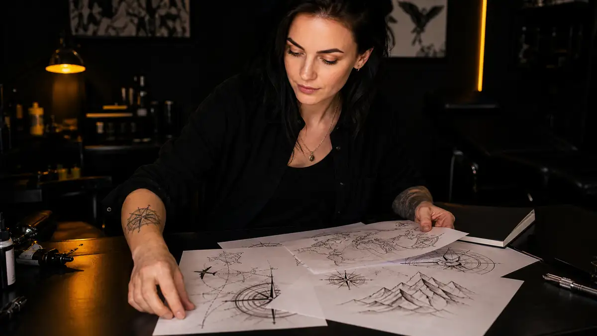 Kelionių tatuiruotės: žemėlapiai, koordinatės ir keliai