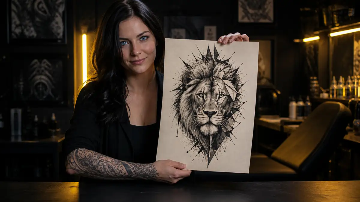 Liūto tatuiruotė: jėgos klasika