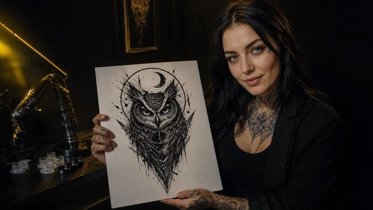 Pelėdos tatuiruotė