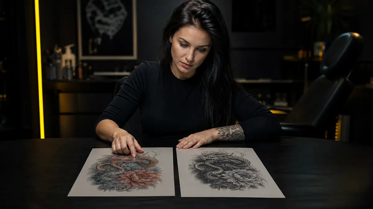 Spalvota ar juoda tatuiruotė: amžinas klausimas